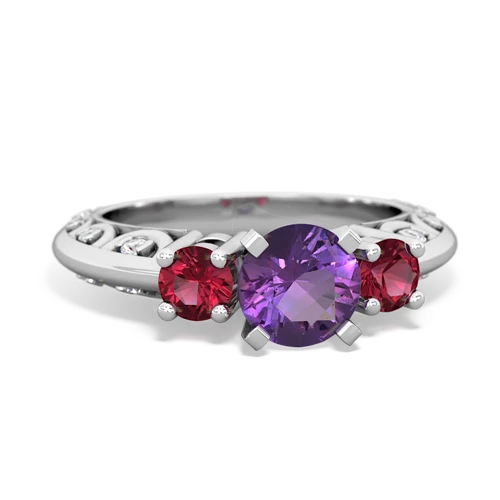 amethyst-lab ruby engagement ring