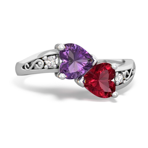 amethyst-lab ruby filligree ring