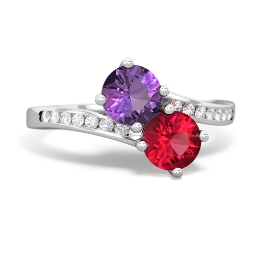 amethyst-lab ruby two stone channel ring