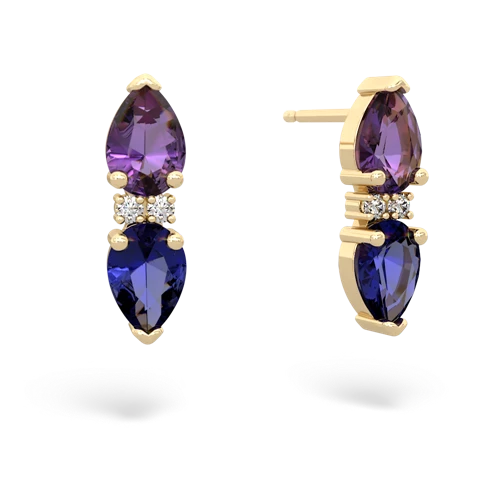 amethyst-lab sapphire bowtie earrings
