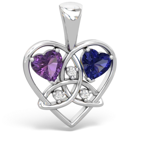 amethyst-lab sapphire celtic heart pendant