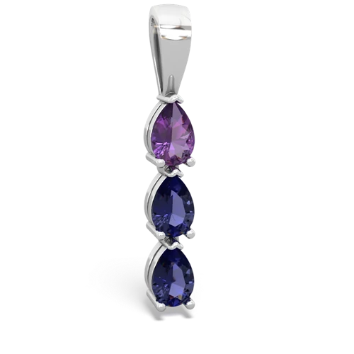 amethyst-lab sapphire three stone pendant