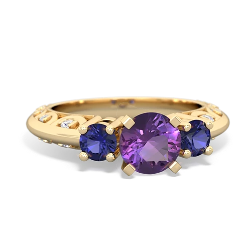 amethyst-lab sapphire engagement ring