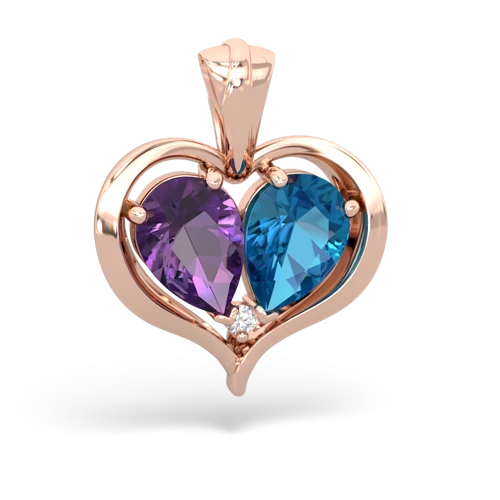 amethyst-london topaz half heart whole pendant