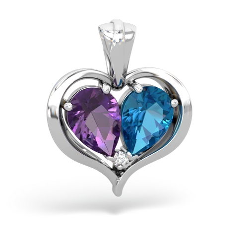 amethyst-london topaz half heart whole pendant