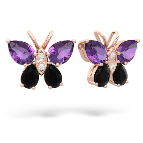 amethyst-onyx butterfly earrings