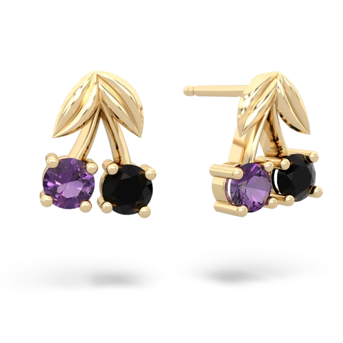 amethyst-onyx cherries earrings