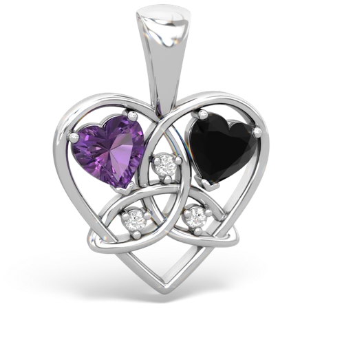 amethyst-onyx celtic heart pendant