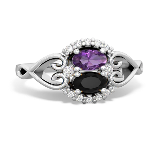 amethyst-onyx antique keepsake ring