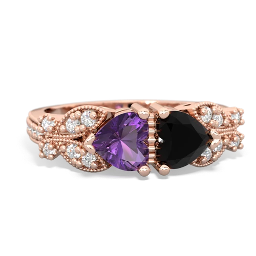 amethyst-onyx keepsake butterfly ring