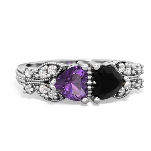 amethyst-onyx keepsake butterfly ring