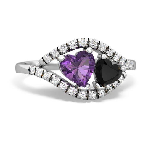 amethyst-onyx mother child ring