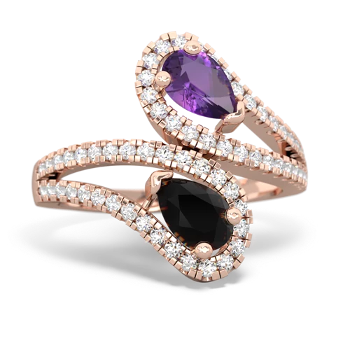 amethyst-onyx pave swirls ring