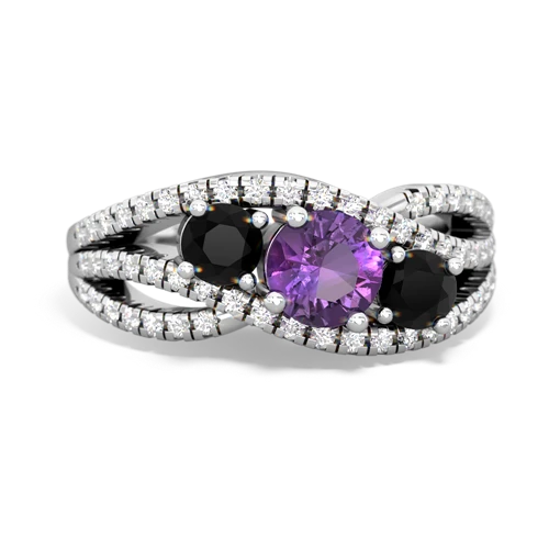 amethyst-onyx three stone pave ring