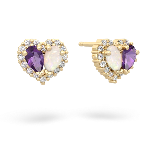 amethyst-opal halo-heart earrings