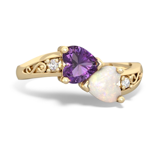 amethyst-opal filligree ring