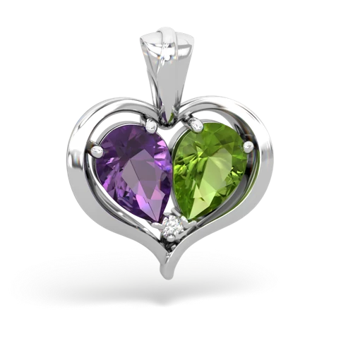 amethyst-peridot half heart whole pendant