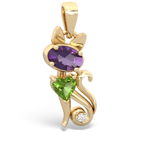 amethyst-peridot kitten pendant