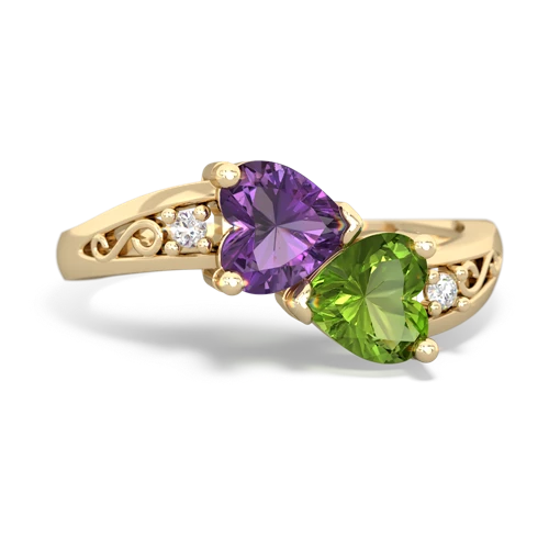 amethyst-peridot filligree ring