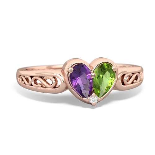 amethyst-peridot filligree ring