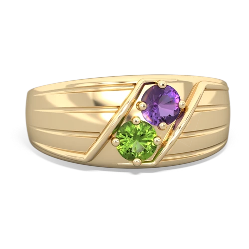 amethyst-peridot mens ring