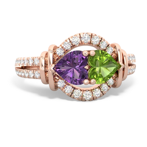 amethyst-peridot pave keepsake ring