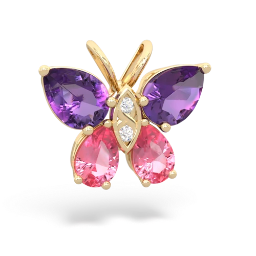 amethyst-pink sapphire butterfly pendant