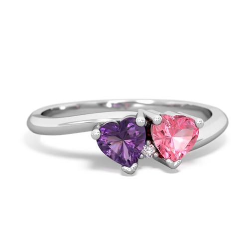 amethyst-pink sapphire sweethearts promise ring