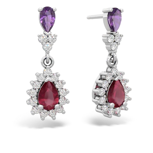 amethyst-ruby dangle earrings