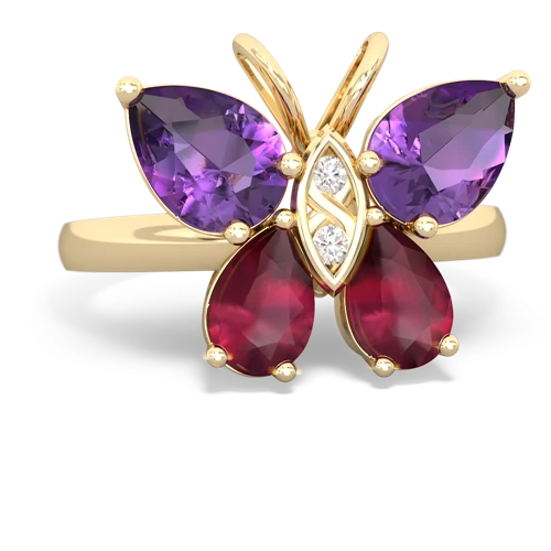 amethyst-ruby butterfly ring