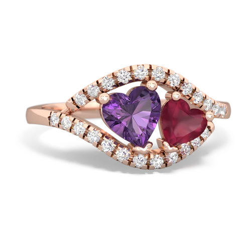 amethyst-ruby mother child ring