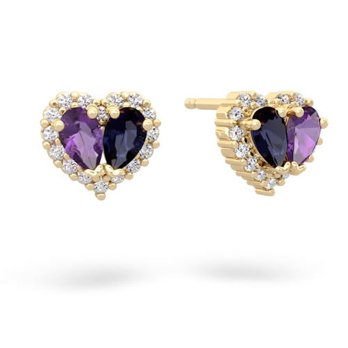 amethyst-sapphire halo-heart earrings