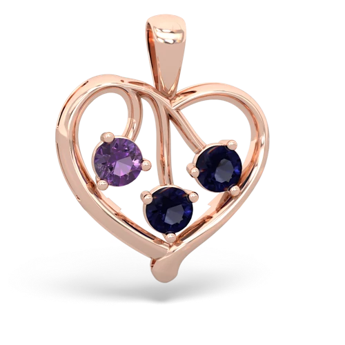 amethyst-sapphire love heart pendant