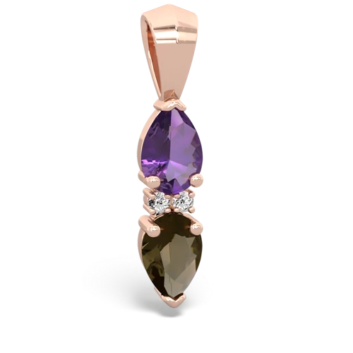 amethyst-smoky quartz bowtie pendant