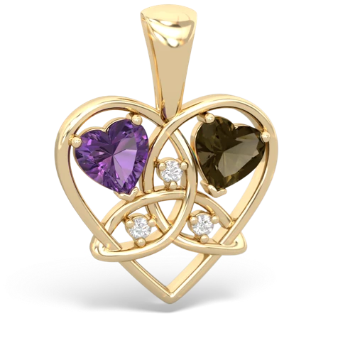 amethyst-smoky quartz celtic heart pendant