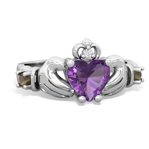 amethyst-smoky quartz claddagh ring