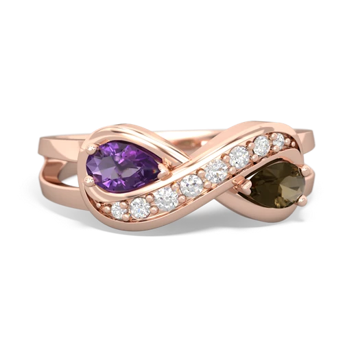 amethyst-smoky quartz diamond infinity ring