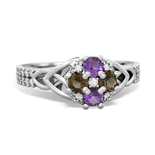 amethyst-smoky quartz engagement ring