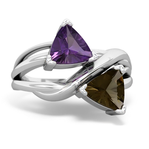 amethyst-smoky quartz filligree ring