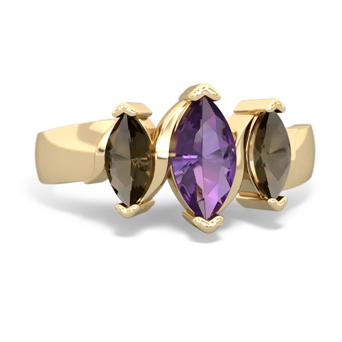 amethyst-smoky quartz keepsake ring