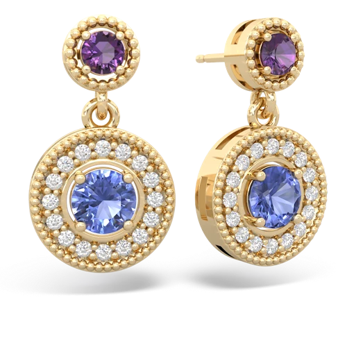 amethyst-tanzanite halo earrings