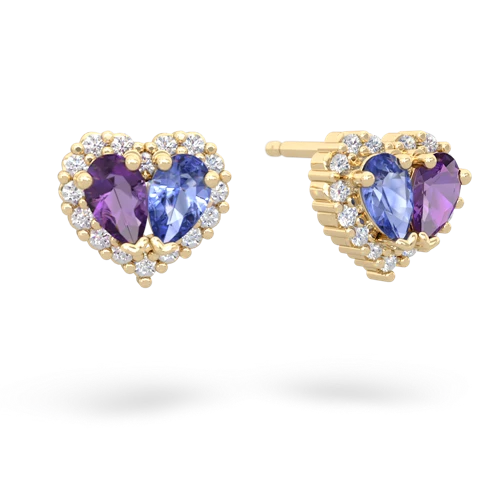 amethyst-tanzanite halo-heart earrings