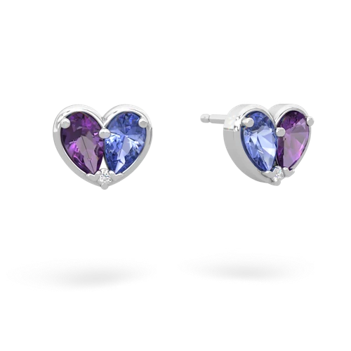 amethyst-tanzanite one heart earrings