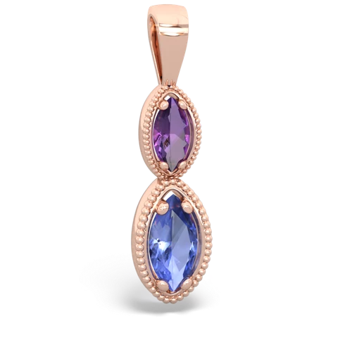 amethyst-tanzanite antique milgrain pendant