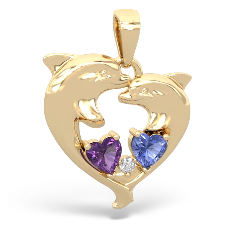 amethyst-tanzanite dolphins pendant