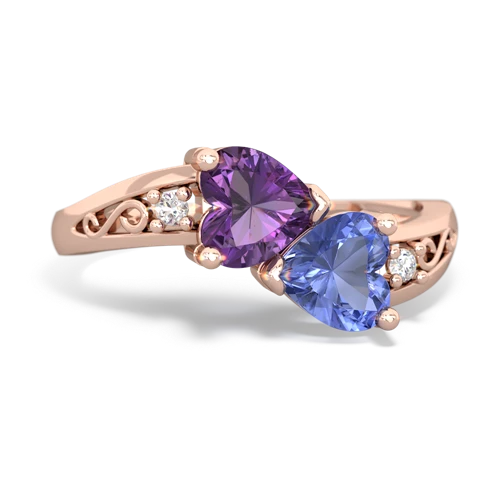 amethyst-tanzanite filligree ring