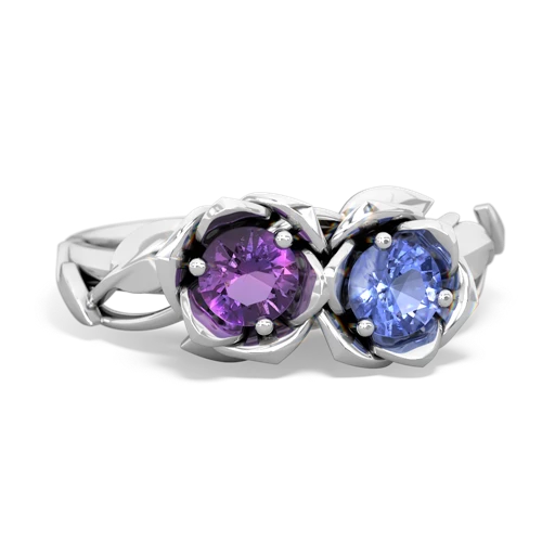 amethyst-tanzanite roses ring