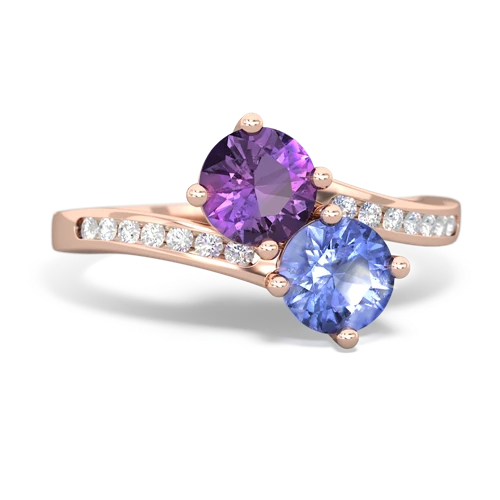 amethyst-tanzanite two stone channel ring