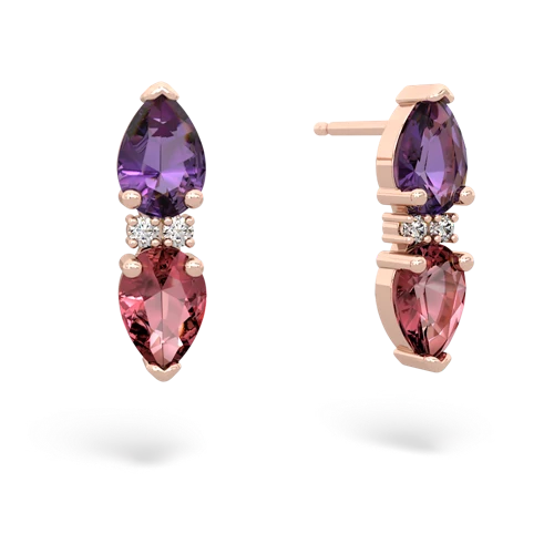 amethyst-tourmaline bowtie earrings