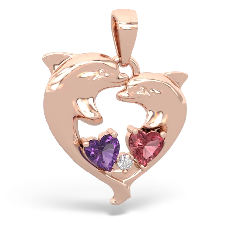 amethyst-tourmaline dolphins pendant